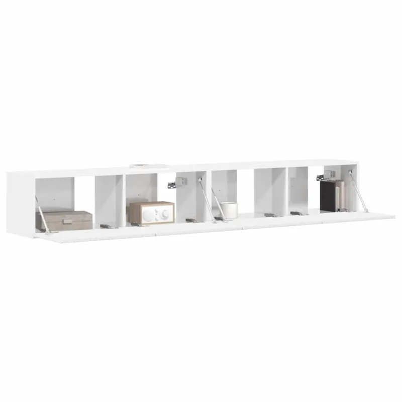 TV sieninė spintelė 2 pcs Blizgus baltas 98 x 31 x 29,5 cm