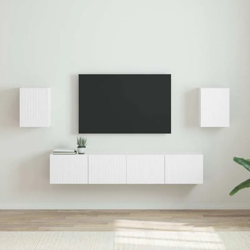 TV sieninė spintelė 2 pcs Balta 30 x 31 x 40 cm