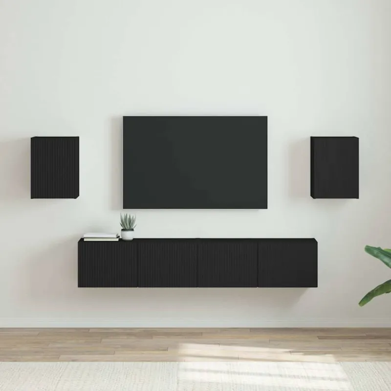 TV sieninė spintelė 2 pcs Juoda 30 x 31 x 40 cm
