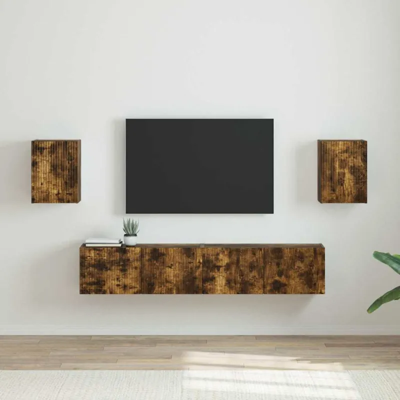 TV sieninė spintelė 2 pcs Rūkyta ąžuolas 30 x 31 x 40 cm