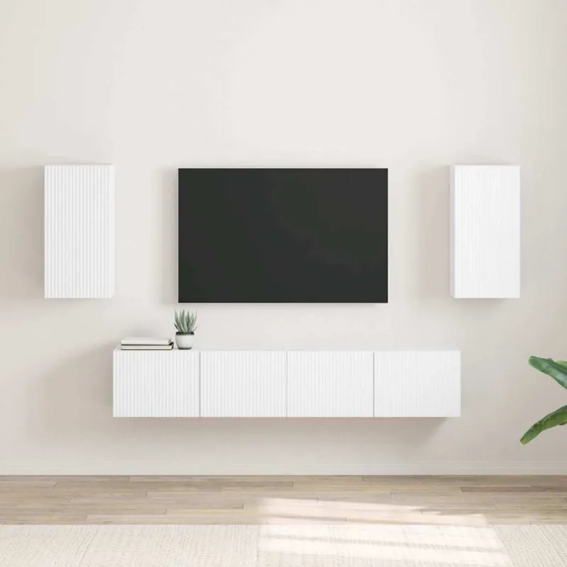 TV sieninė spintelė 2 pcs Balta 30 x 31 x 60 cm