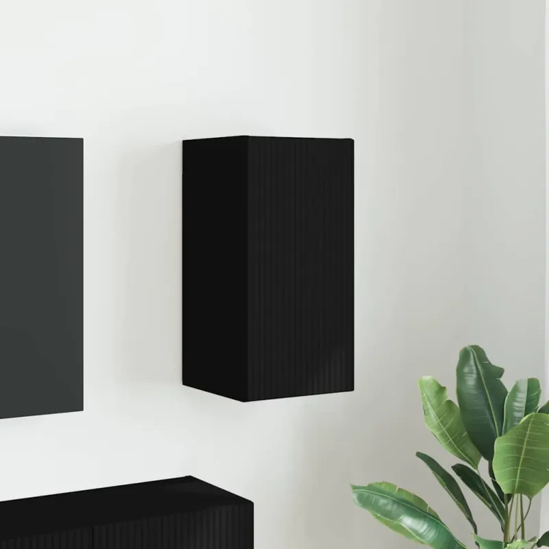 TV sieninė spintelė Juoda 30 x 31 x 60 cm Apdirbta mediena
