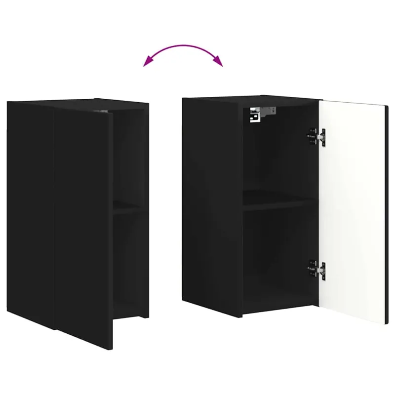 TV sieninė spintelė 2 pcs Juoda 30 x 31 x 60 cm