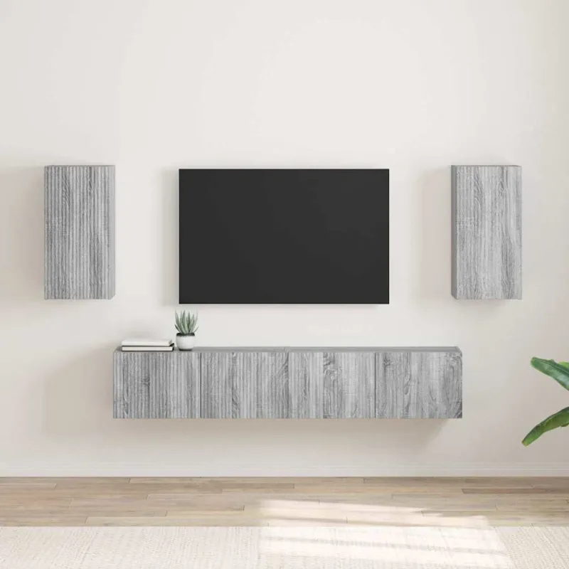 TV sieninė spintelė 2 pcs Pilkas Sonoma 30 x 31 x 60 cm