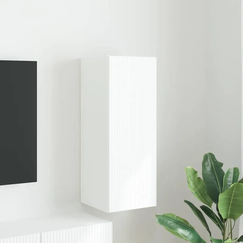 TV sieninė spintelė Balta 30 x 31 x 80 cm Apdirbta mediena