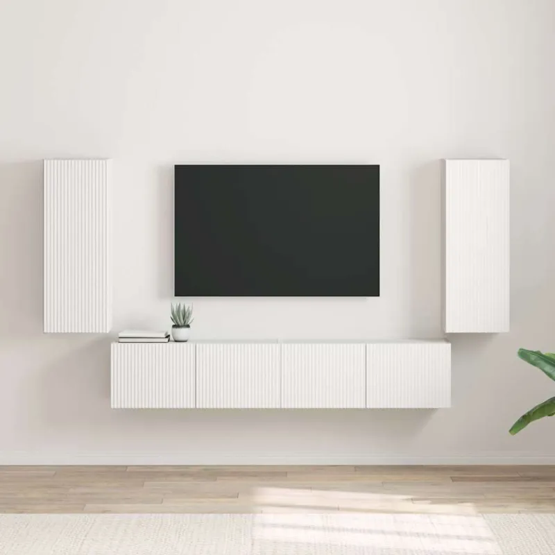 TV sieninė spintelė 2 pcs Balta 30 x 31 x 80 cm