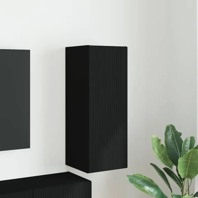 TV sieninė spintelė Juoda 30 x 31 x 80 cm Apdirbta mediena
