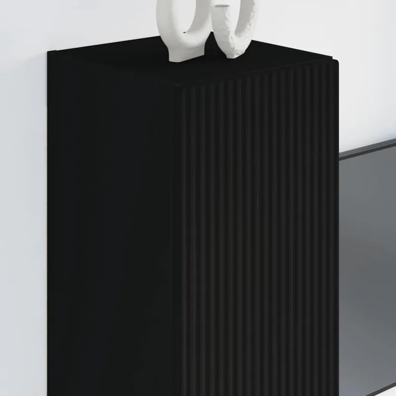 TV sieninė spintelė Juoda 30 x 31 x 80 cm Apdirbta mediena
