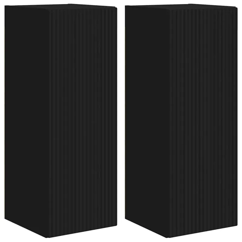 TV sieninė spintelė 2 pcs Juoda 30 x 31 x 80 cm