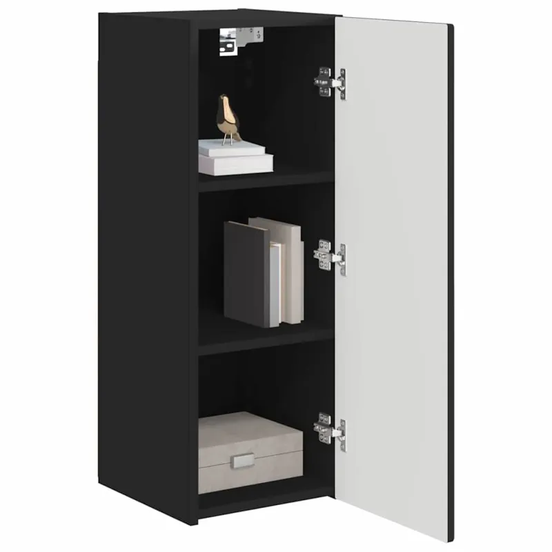 TV sieninė spintelė 2 pcs Juoda 30 x 31 x 80 cm