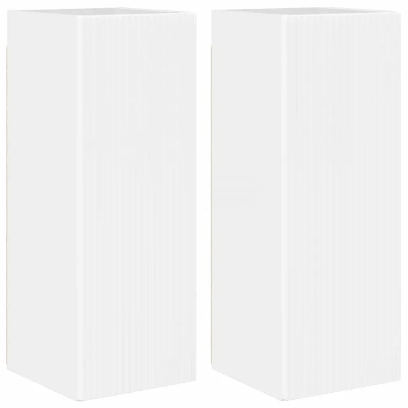 TV sieninė spintelė 2 pcs Blizgus baltas 30 x 31 x 80 cm