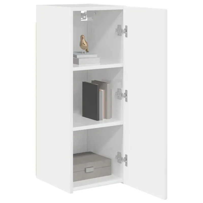 TV sieninė spintelė 2 pcs Blizgus baltas 30 x 31 x 80 cm