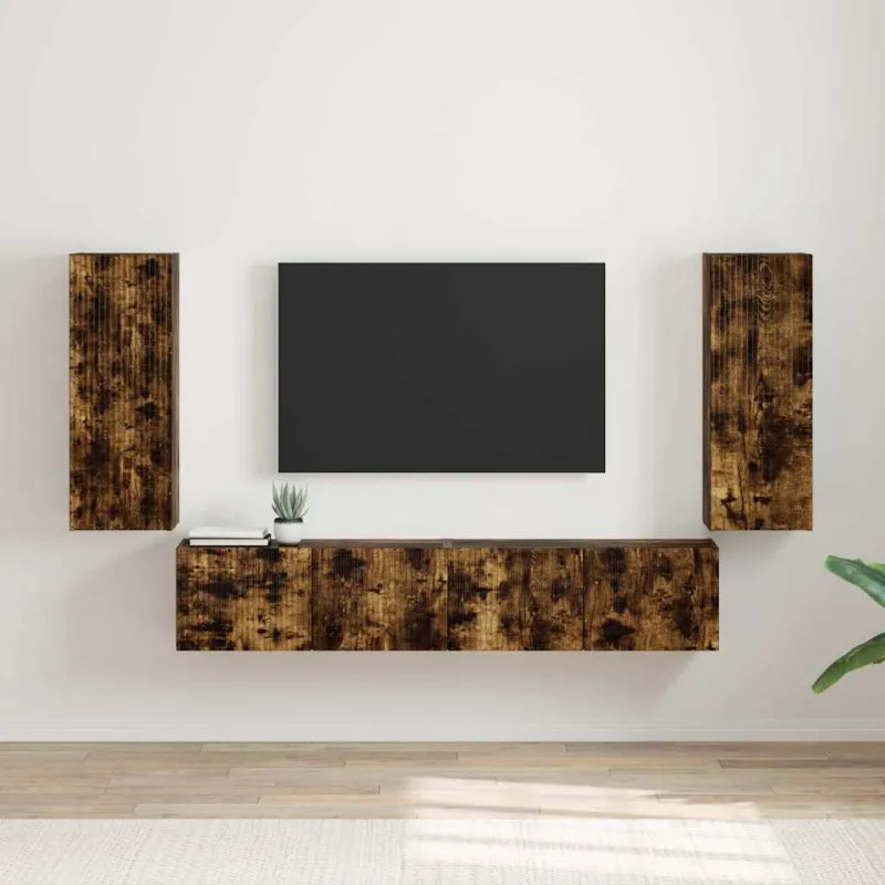 TV sieninė spintelė 2 pcs Rūkyta ąžuolas 30 x 31 x 80 cm