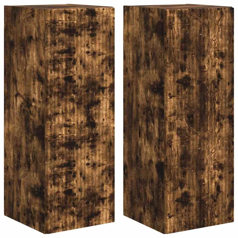 TV sieninė spintelė 2 pcs Rūkyta ąžuolas 30 x 31 x 80 cm