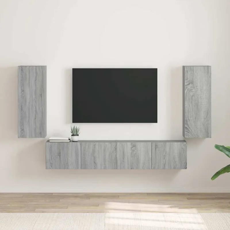 TV sieninė spintelė 2 pcs Pilkas Sonoma 30 x 31 x 80 cm
