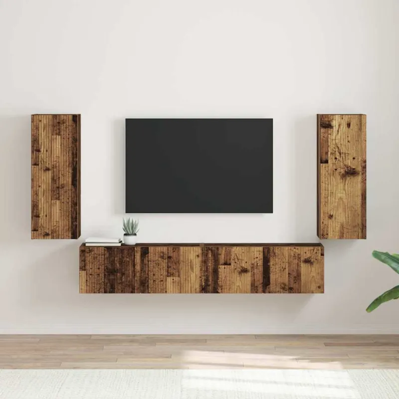 TV sieninė spintelė 2 pcs Senovinis medis 30 x 31 x 80 cm