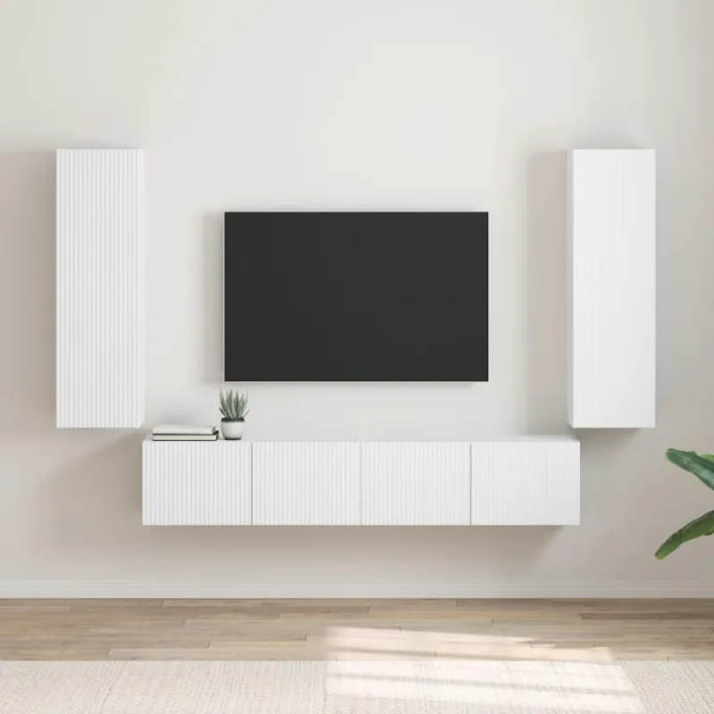 TV sieninė spintelė 2 pcs Balta 30 x 31 x 100 cm