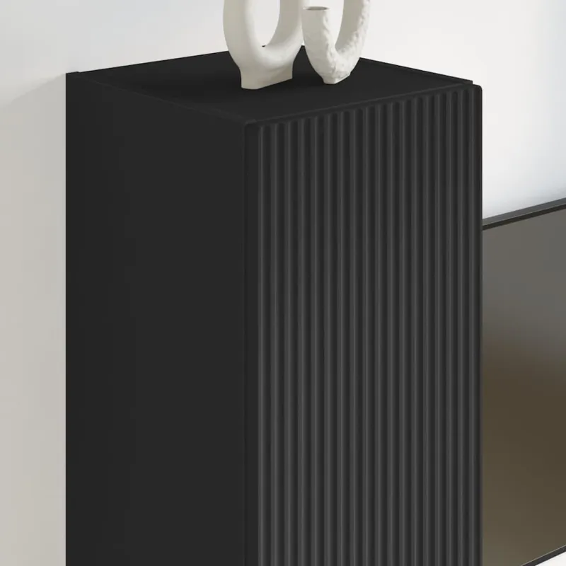 TV sieninė spintelė Juoda 30 x 31 x 100 cm Apdirbta mediena