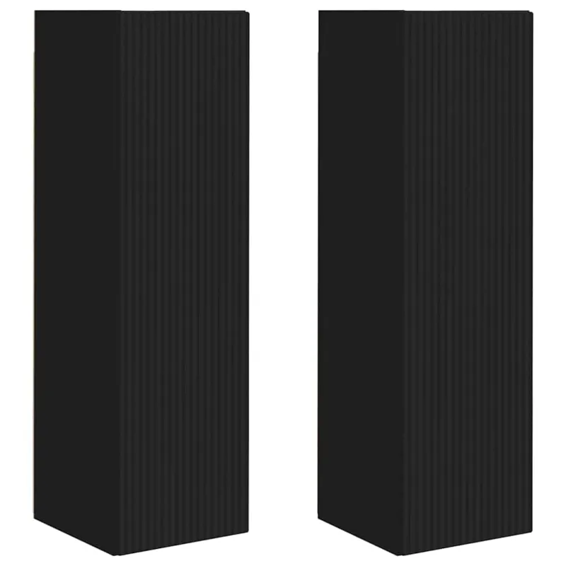 TV sieninė spintelė 2 pcs Juoda 30 x 31 x 100 cm