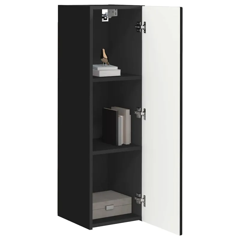 TV sieninė spintelė 2 pcs Juoda 30 x 31 x 100 cm