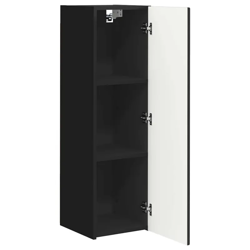 TV sieninė spintelė 2 pcs Juoda 30 x 31 x 100 cm