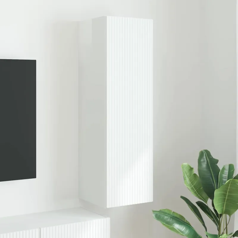 TV sieninė spintelė Blizgus baltas 30 x 31 x 100 cm