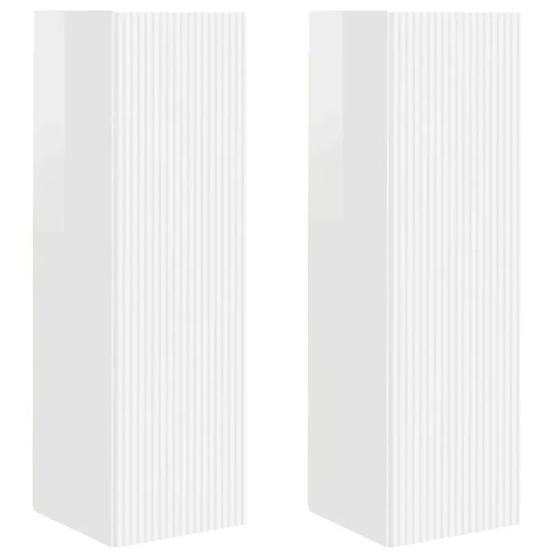TV sieninė spintelė 2 pcs Blizgus baltas 30 x 31 x 100 cm