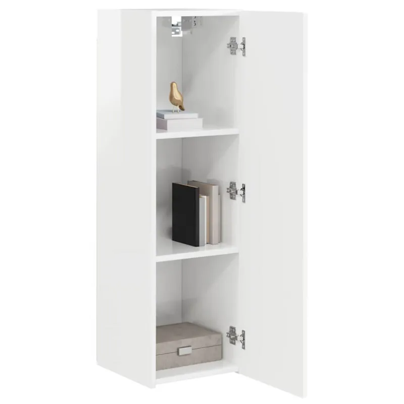 TV sieninė spintelė 2 pcs Blizgus baltas 30 x 31 x 100 cm