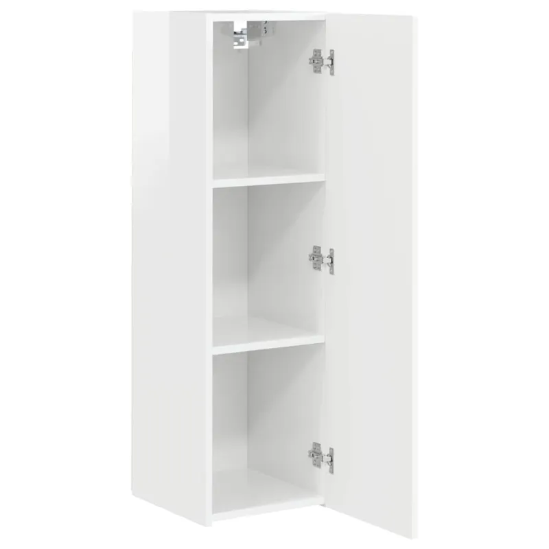 TV sieninė spintelė 2 pcs Blizgus baltas 30 x 31 x 100 cm