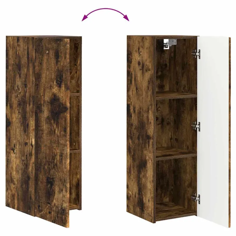 TV sieninė spintelė 2 pcs Rūkyta ąžuolas 30 x 31 x 100 cm