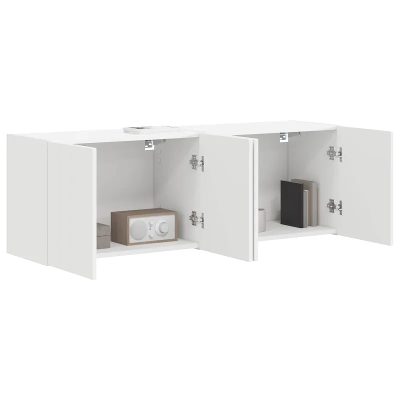 TV sieninė spintelė 2 pcs Balta 59,5 x 31 x 40 cm