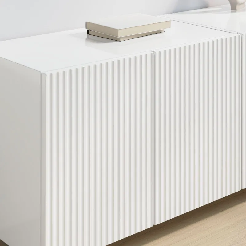 TV sieninė spintelė 2 pcs Aukštai blizganti balta