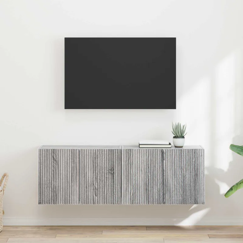 TV sieninė spintelė 2 pcs Pilkas Sonoma 59,5 x 31 x 40 cm
