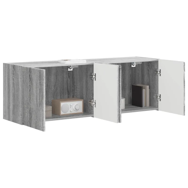 TV sieninė spintelė 2 pcs Pilkas Sonoma 59,5 x 31 x 40 cm