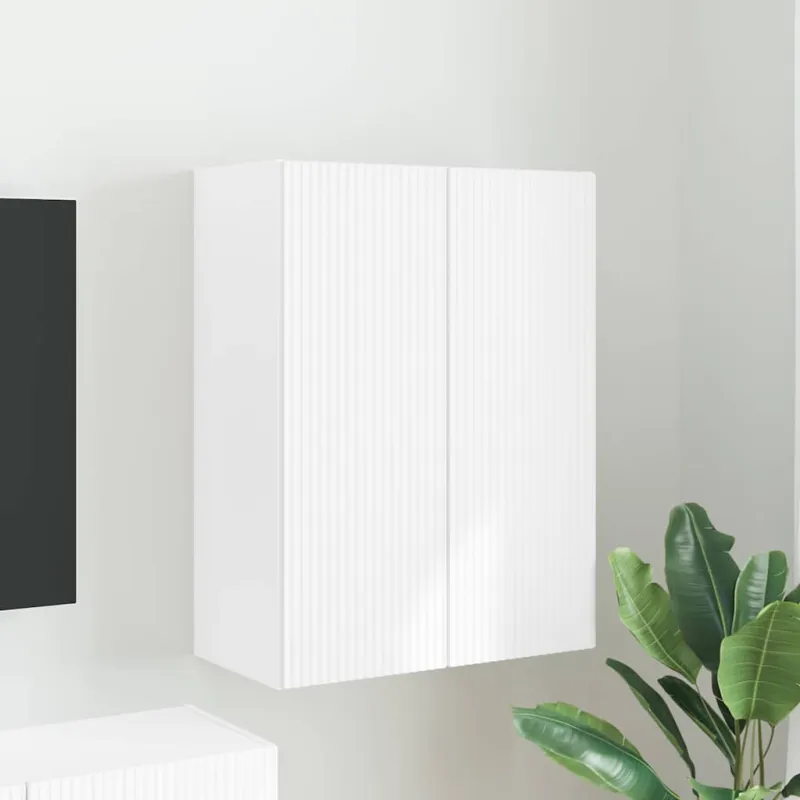 TV sieninė spintelė Balta 59,5 x 31 x 80 cm Apdirbta mediena