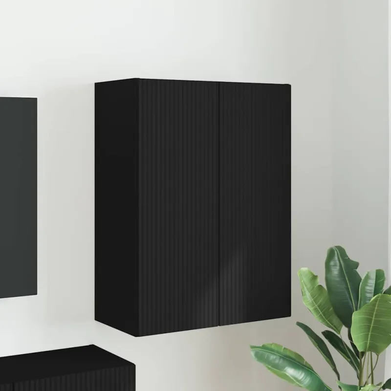 TV sieninė spintelė Juoda 59,5 x 31 x 80 cm Apdirbta mediena