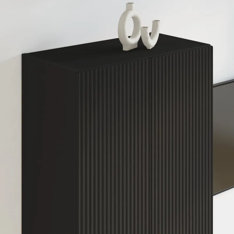 TV sieninė spintelė Juoda 59,5 x 31 x 100 cm Apdirbta mediena