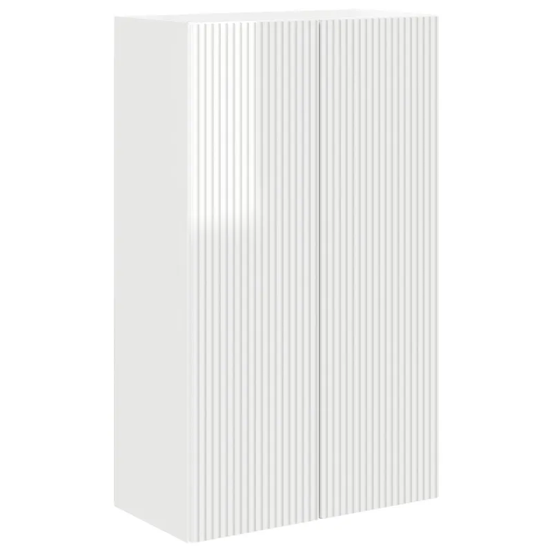 TV sieninė spintelė Aukštai blizganti balta 59,5 x 31 x 100 cm