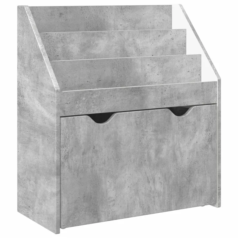 Vaikų knygų lentyna su stalčių Betono pilka 60 x 29,5 x 69 cm