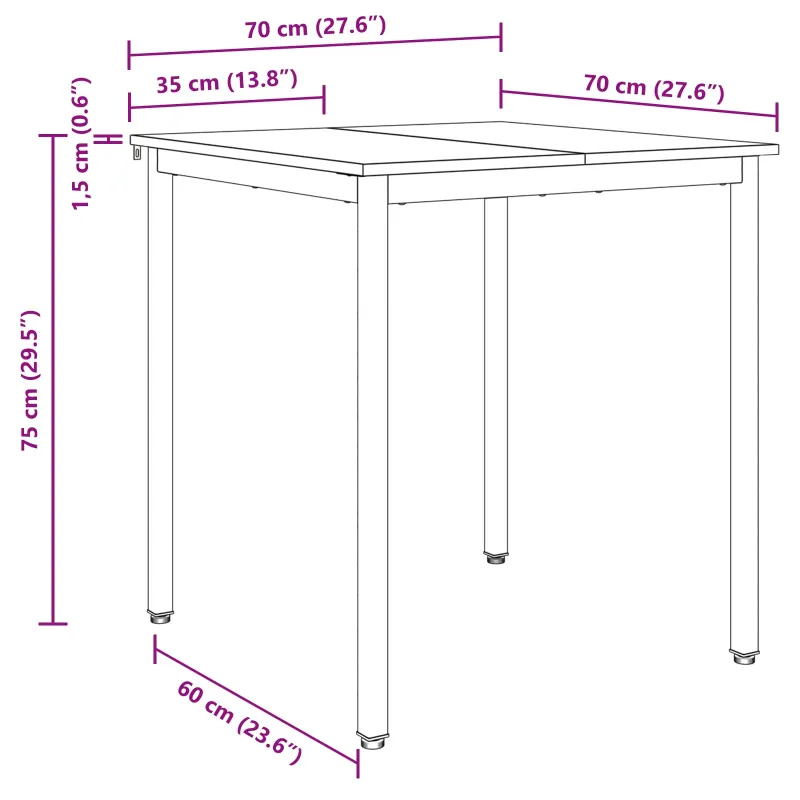 Valgomieji stalai 70 x 70 x 75 cm METALAS
