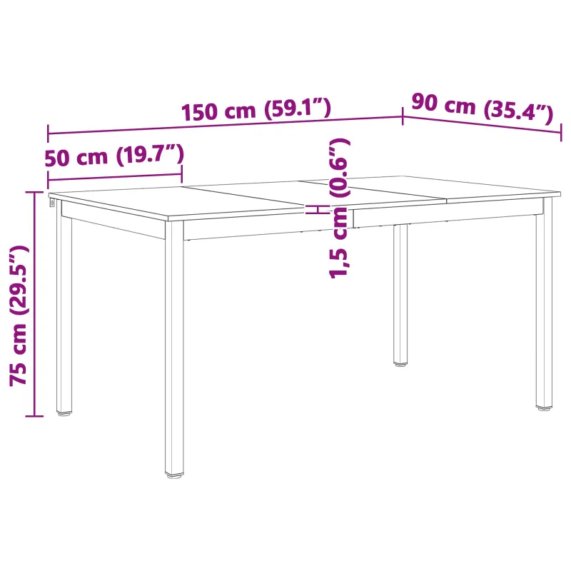 Valgomojo stalas Natūrali 150 x 90 x 75 cm