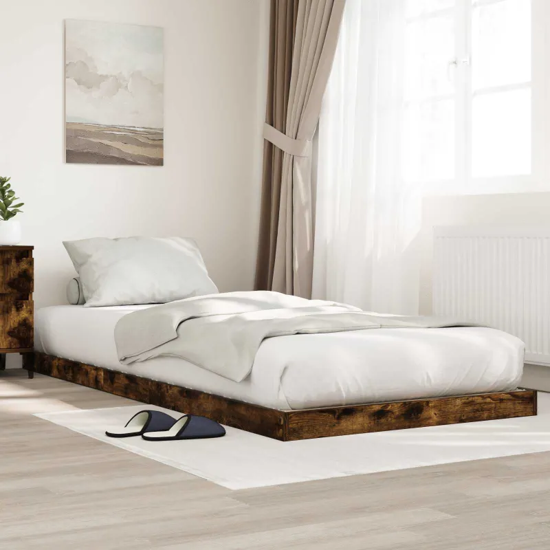 Grindų lovos rėmas Rūkyta ąžuolas 75 x 190 cm Apdirbta mediena