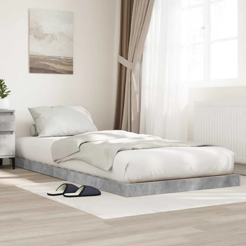 Grindų lovos rėmas Betono pilka 90 x 200 cm Apdirbta mediena
