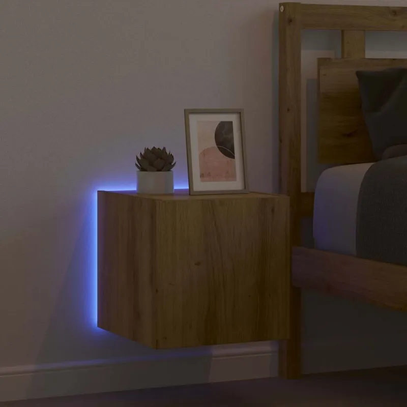 TV sieninė spintelė su LED Meistrų ąžuolas 30,5 x 35 x 30 cm