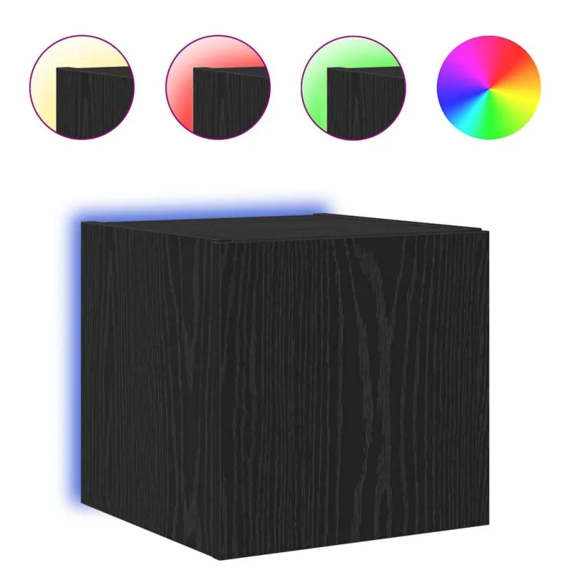 TV sieninė spintelė su LED Juodas ąžuolas 30,5 x 35 x 30 cm
