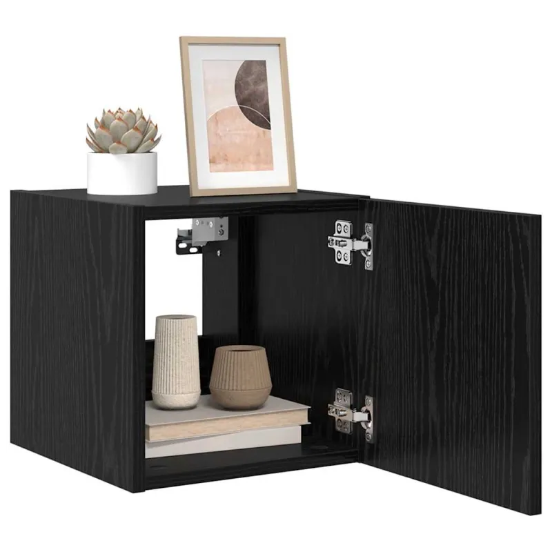 TV sieninė spintelė su LED Juodas ąžuolas 30,5 x 35 x 30 cm