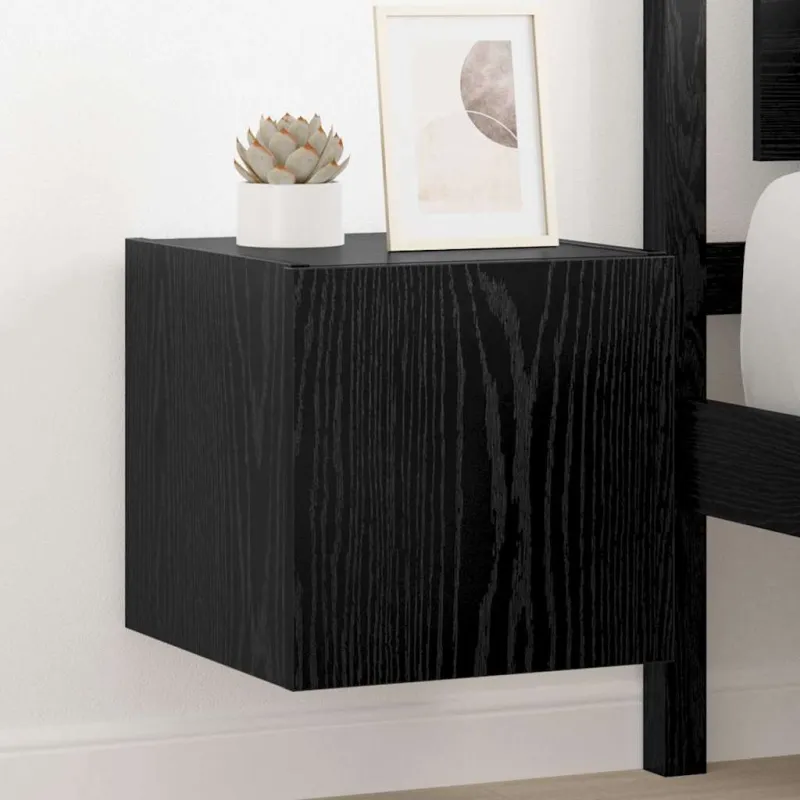 TV sieninė spintelė su LED Juodas ąžuolas 30,5 x 35 x 30 cm