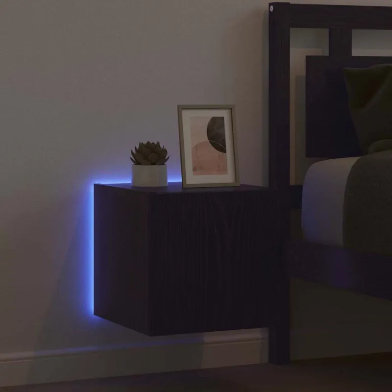 TV sieninė spintelė su LED Juodas ąžuolas 30,5 x 35 x 30 cm