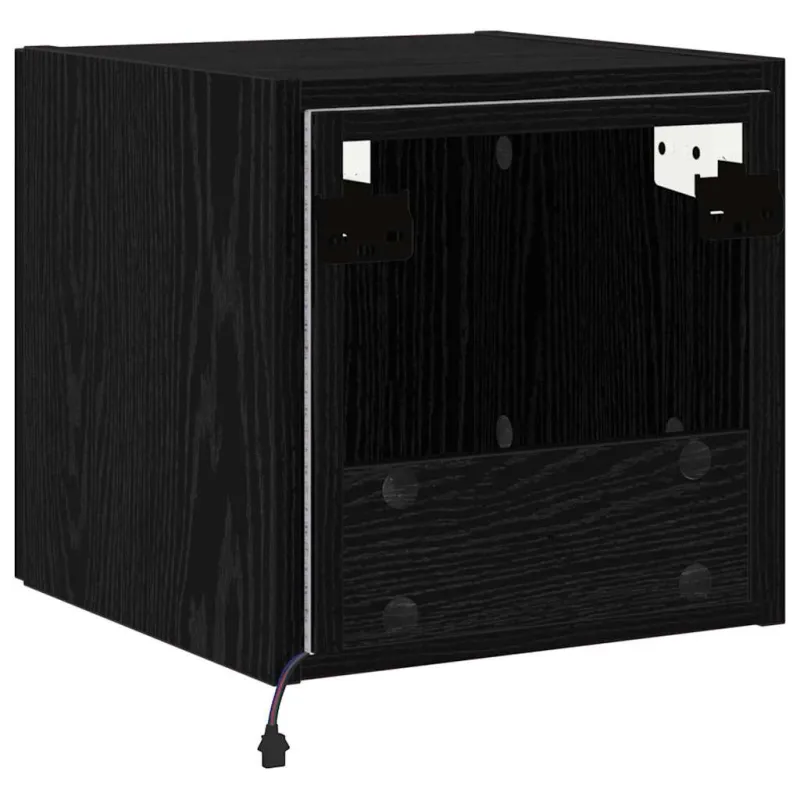 TV sieninė spintelė su LED Juodas ąžuolas 30,5 x 35 x 30 cm