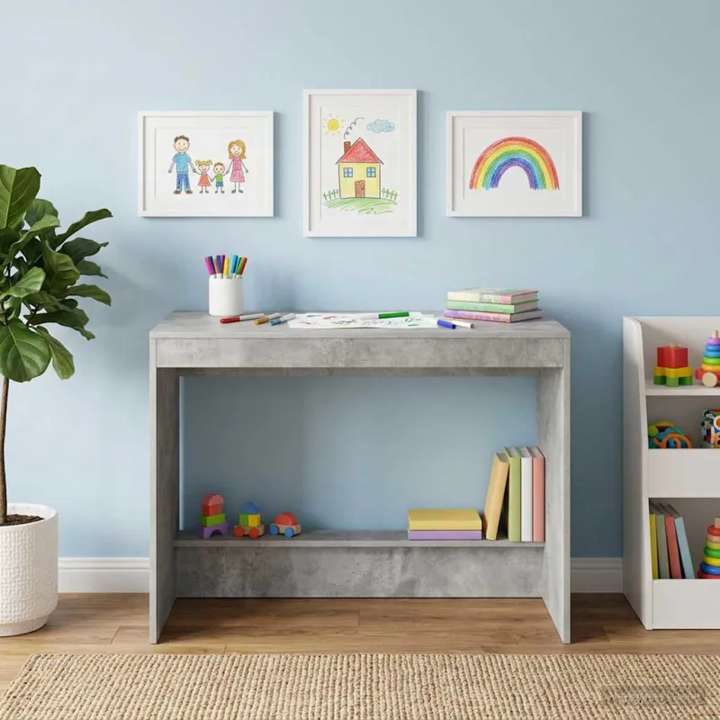 Lovos stalas Betono pilka Apdirbta mediena 100 x 45 x 75 cm